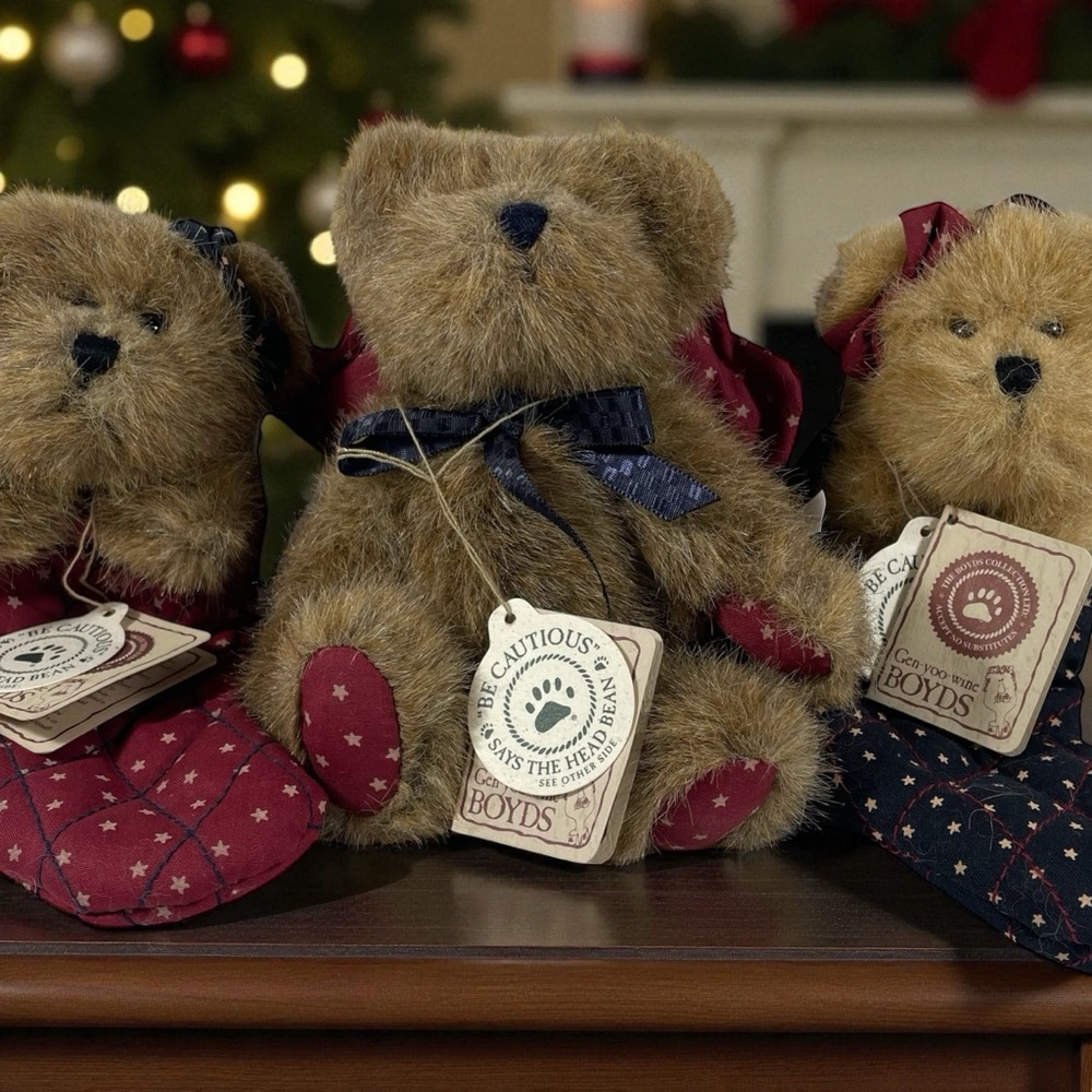 Vintage Boyds Bears The Archive Collection Plush Christmas Ornaments Set of 3